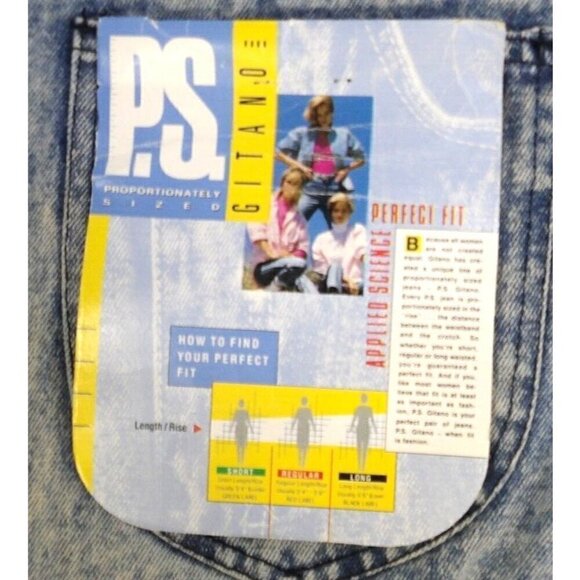 P.S. GITANO blue crop jeans high rise 24" inseam women's size 10 S vintage NEW - Picture 4 of 4
